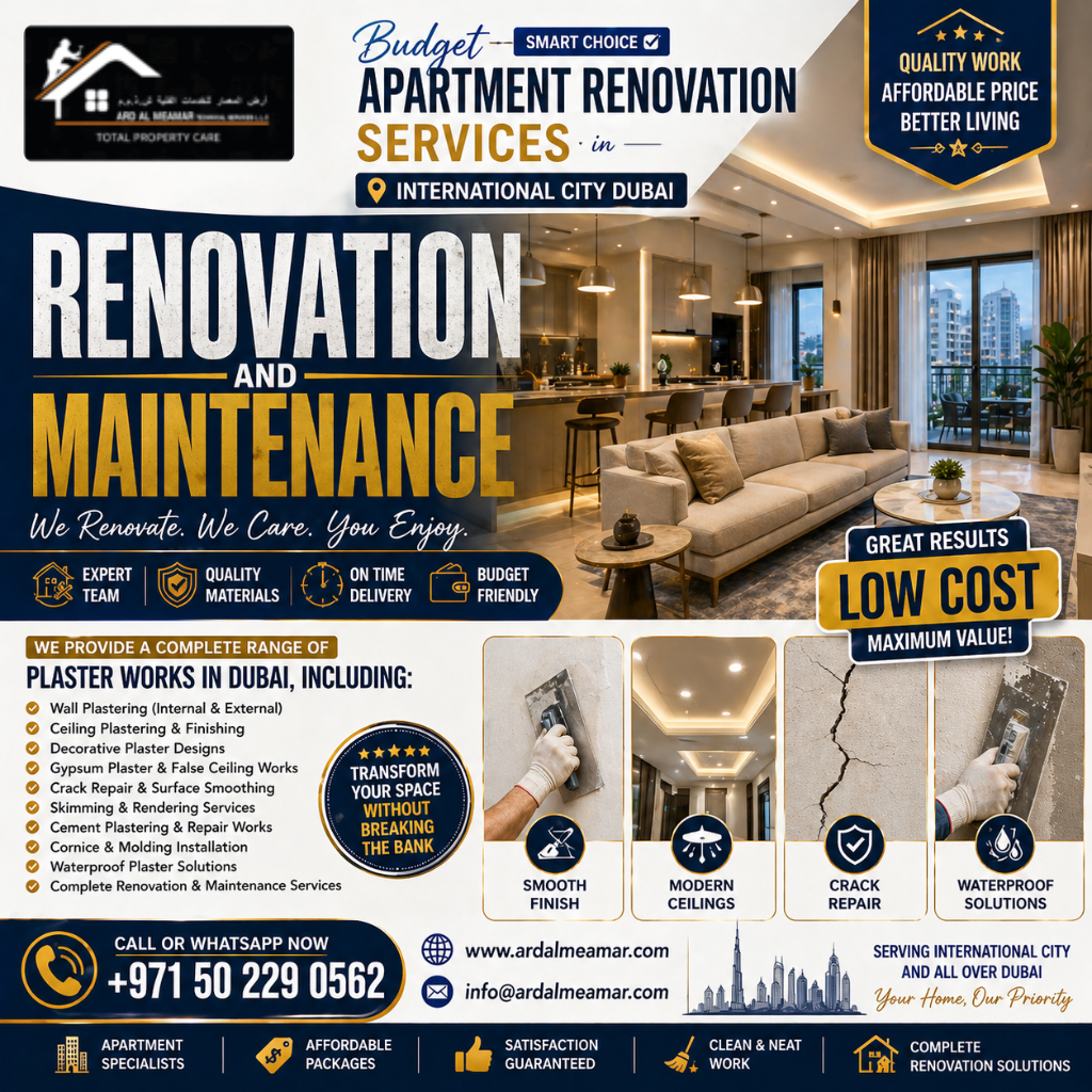 budget apartment renovation services in international city dubai