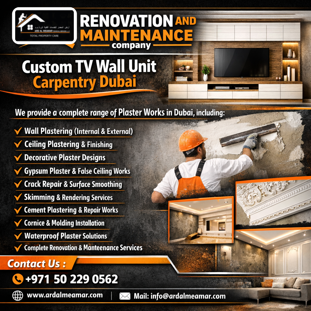 custom tv wall unit carpentry dubai