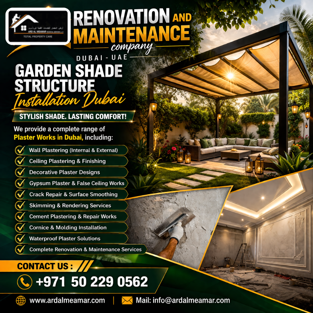 garden shade structure installation dubai