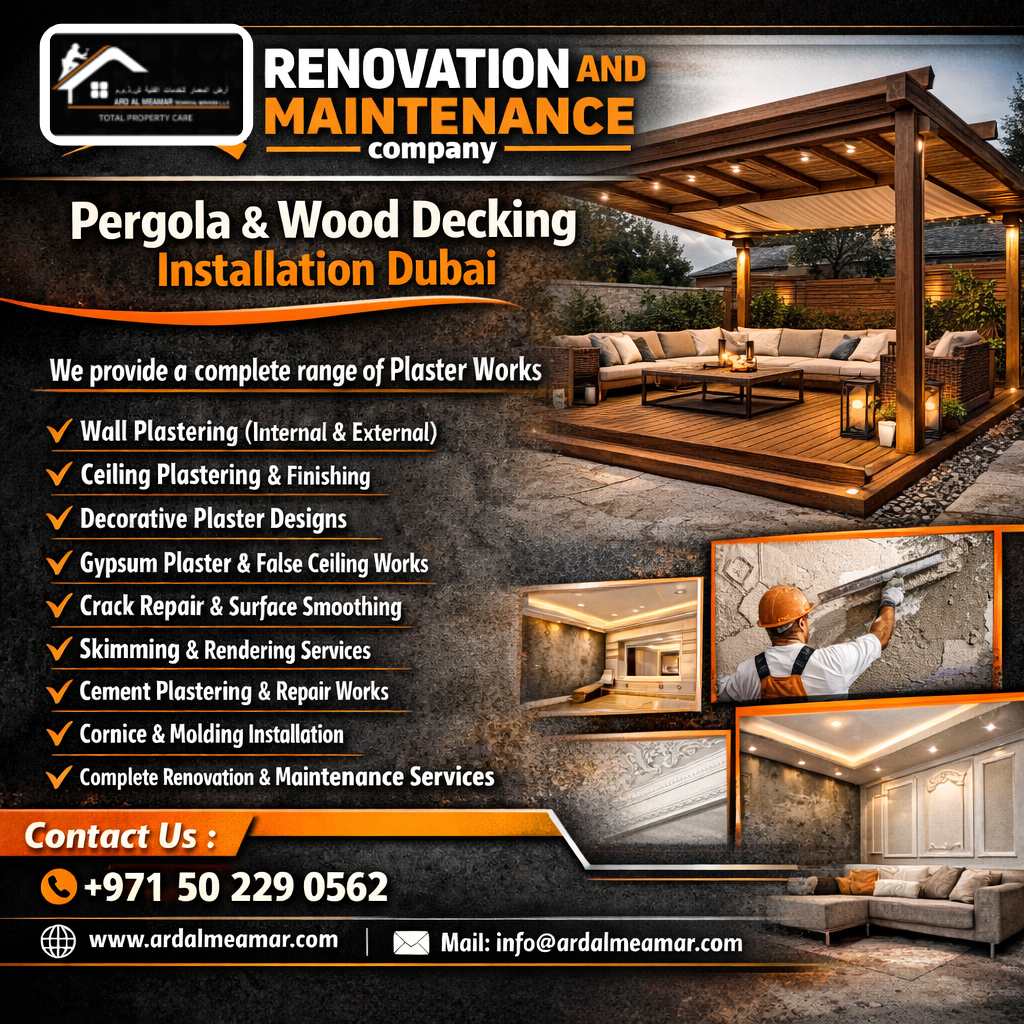 pergola wood decking installation dubai