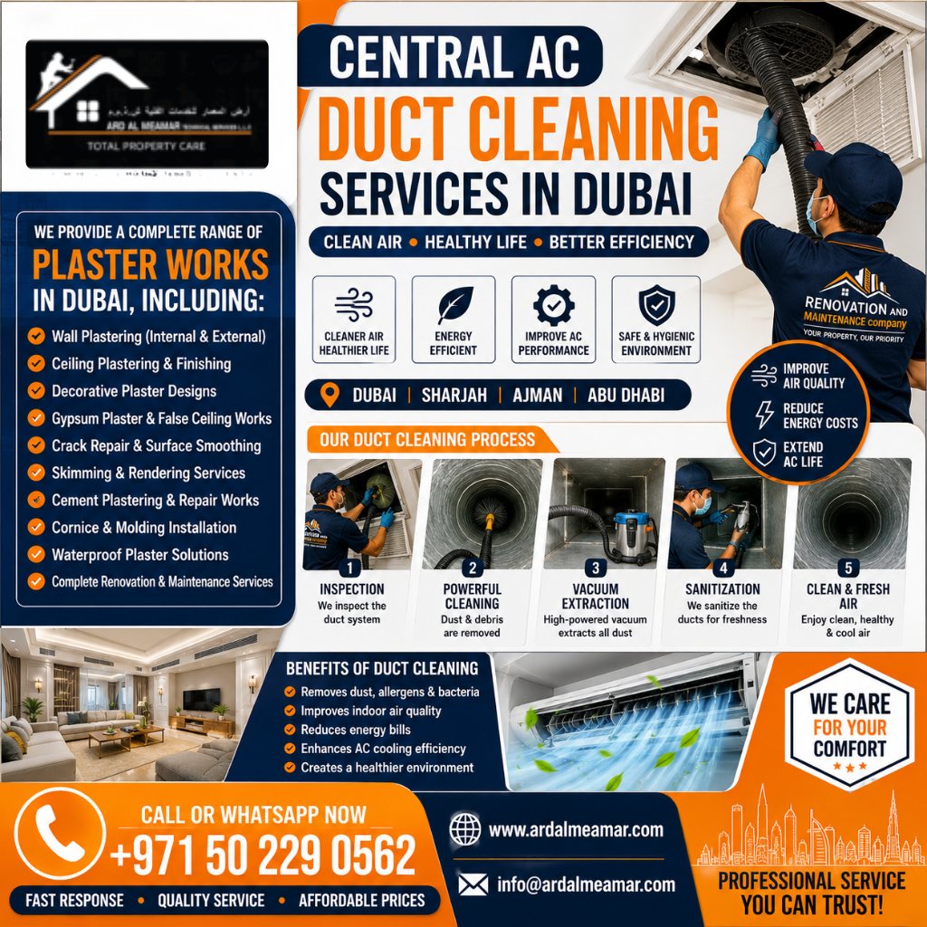central ac duct cleaning services in dubai
