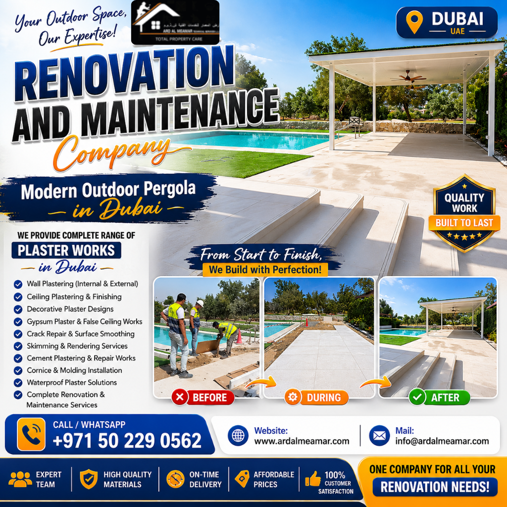 modern outdoor pergola in dubai