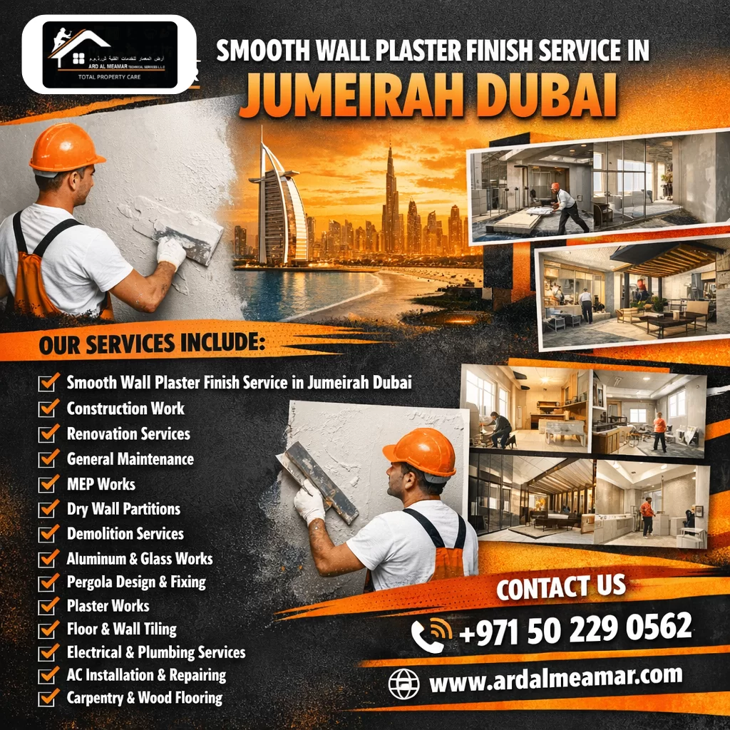 smooth wall plaster finish service in jumeirah dubai