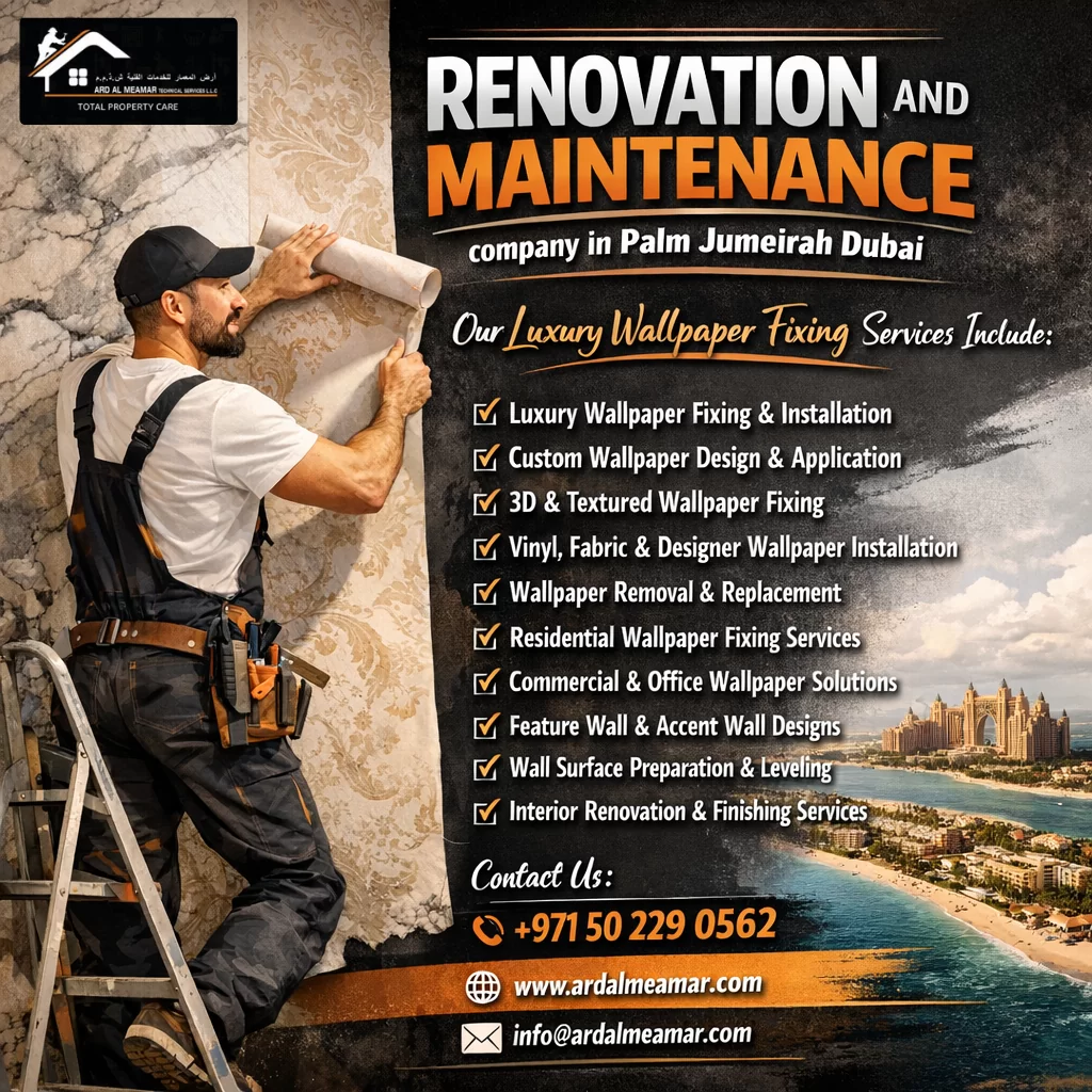 luxury wallpaper fixing services in palm jumeirah dubai
