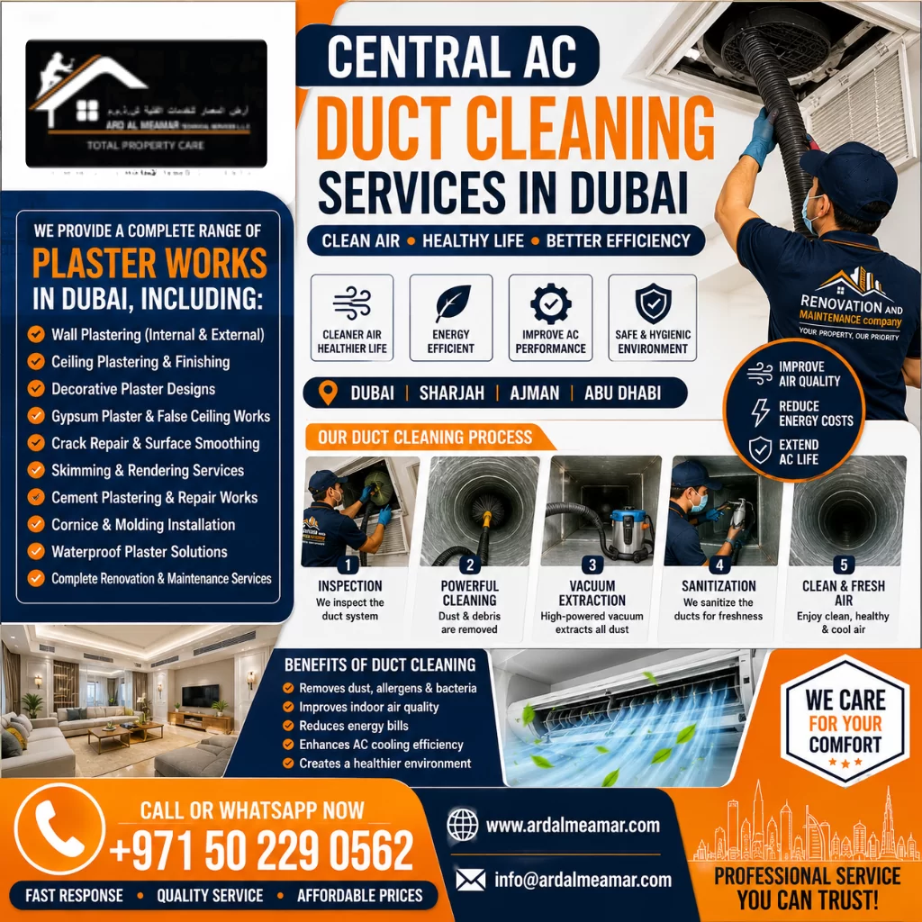 central ac duct cleaning services in dubai