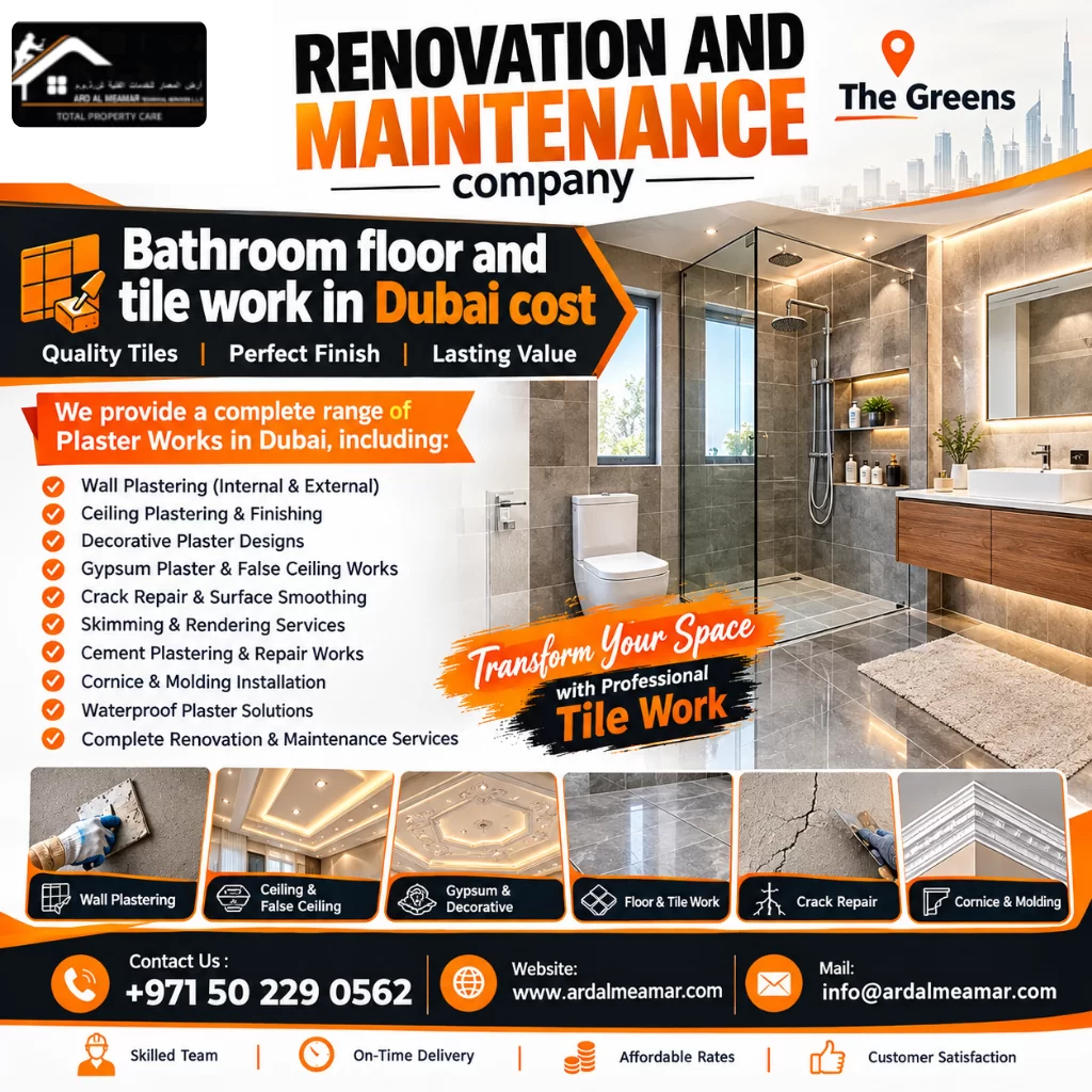 bathroom floor and tile work in dubai cost